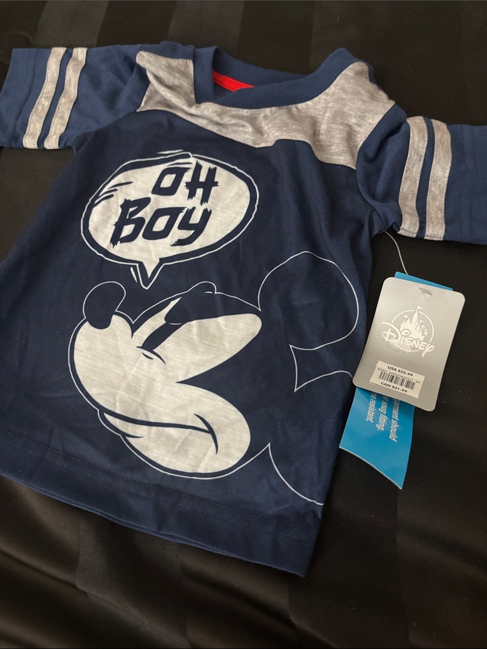 Disney Navy and Gray Mickey 'Oh Boy' Long Sleeve Tee